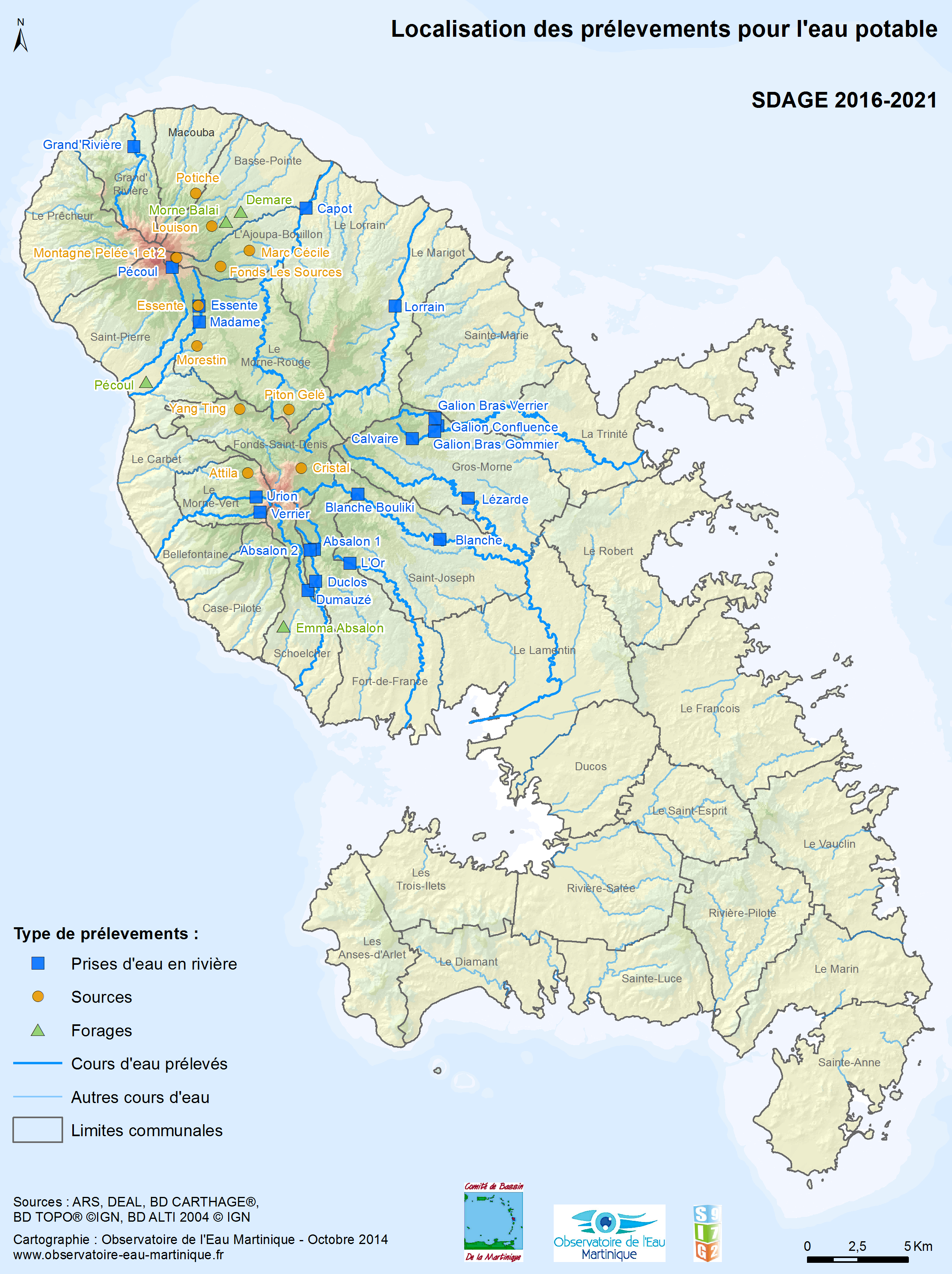 SDAGE 2016-2021 - Localisation des prélèvements pour l'eau potable