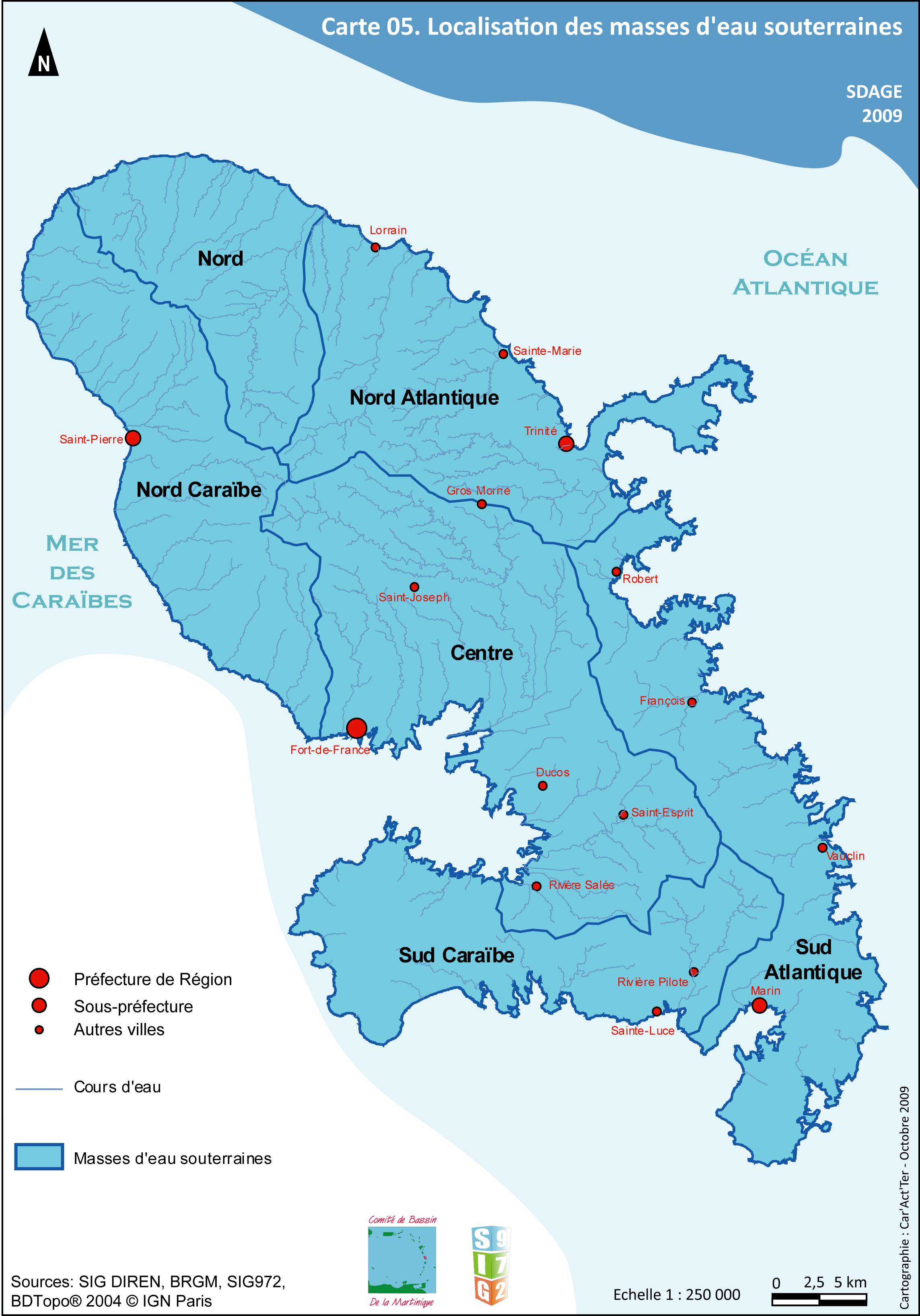 SDAGE 2010-2015 - Carte 05- Localisation des masses d'eau souterraines
