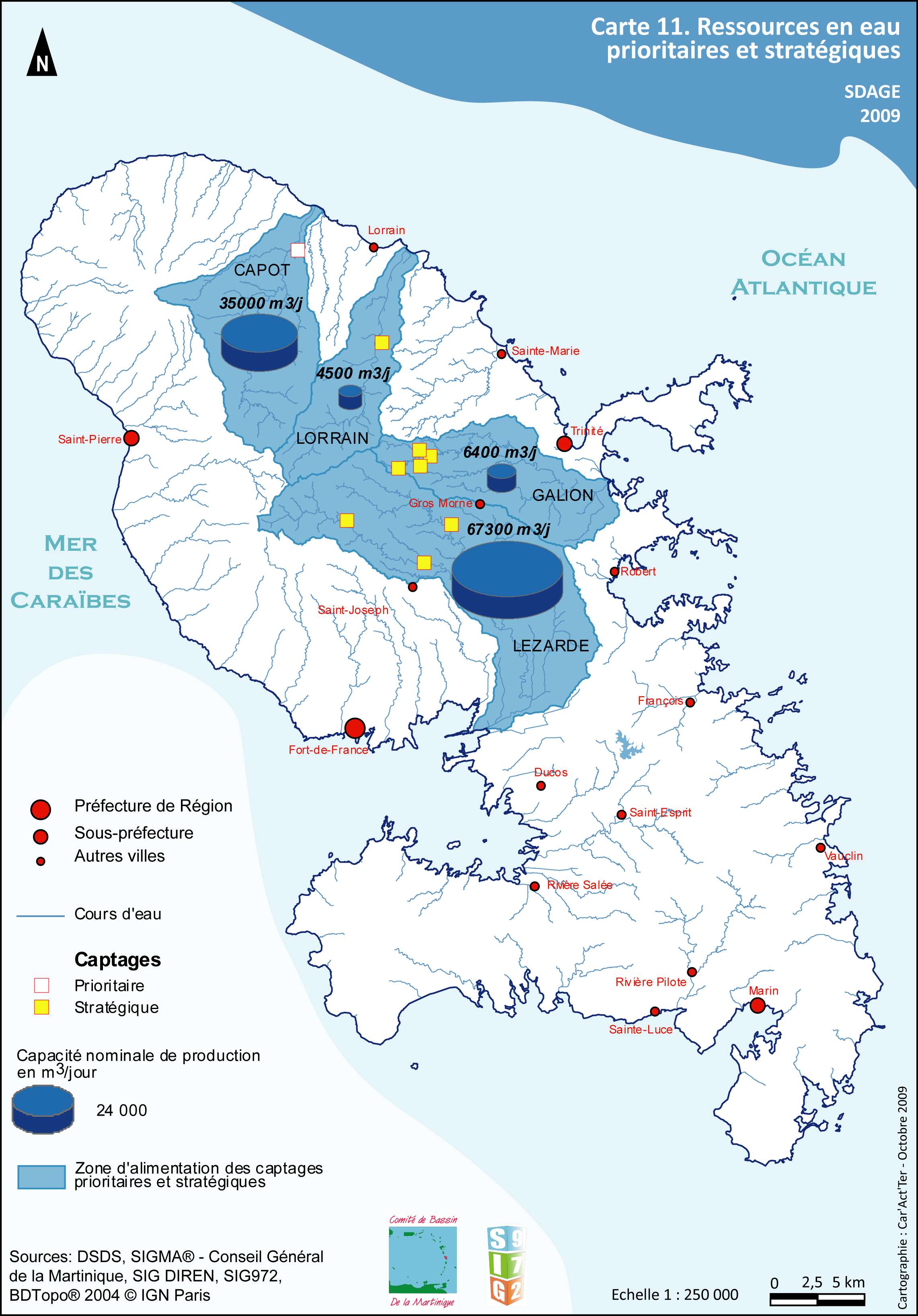 SDAGE 2010-2015 - Carte 11- Ressources en eau prioritaires et stratégiques