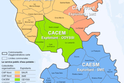 Carte du service public d'eau potable en Martinique en 2025 - Agrandir l'image 2 sur 2, fenêtre modale