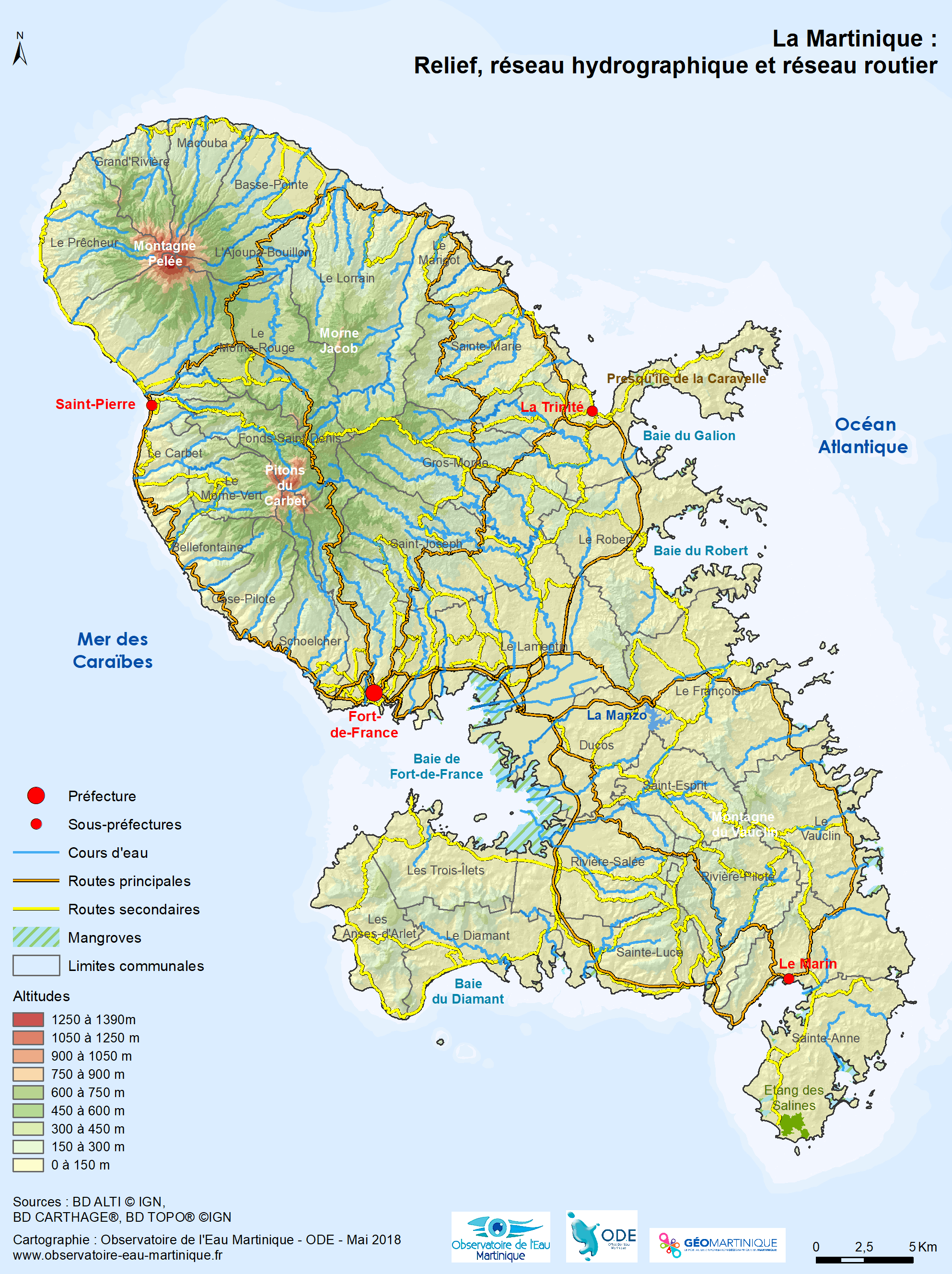 carte routière de la Martinique