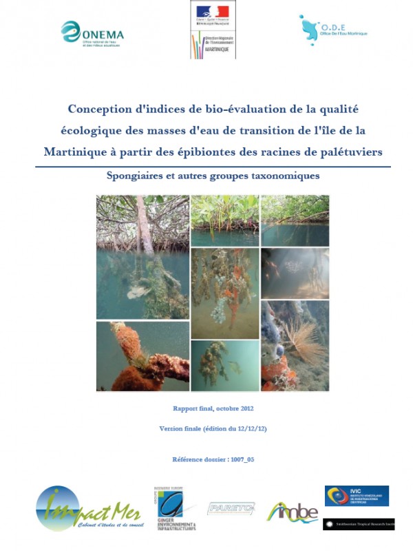 Conception d'indices de bio-évaluation de la qualité écologique des masses d'eau de transition de la Martinique à partir des épibiontes des racines de palétuviers - Deuxième campagne