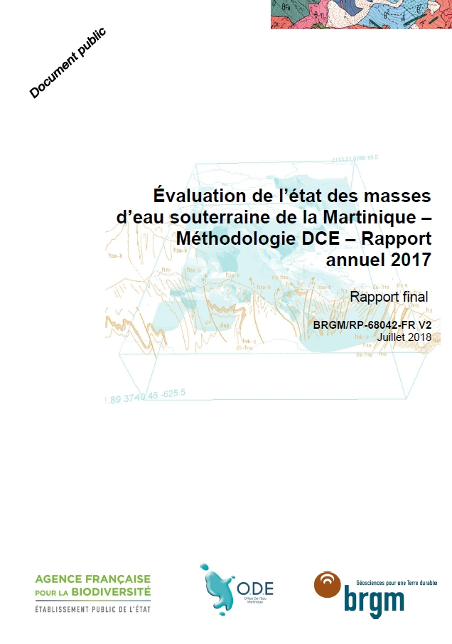 Évaluation de l’état des masses d’eau souterraine de la Martinique – Méthodologie DCE – Rapport annuel 2017