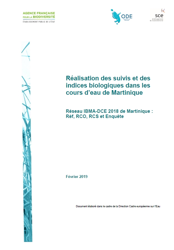Rapport 2018 de la réalisation des suivis et des indices biologiques dans les cours d’eau de Martinique