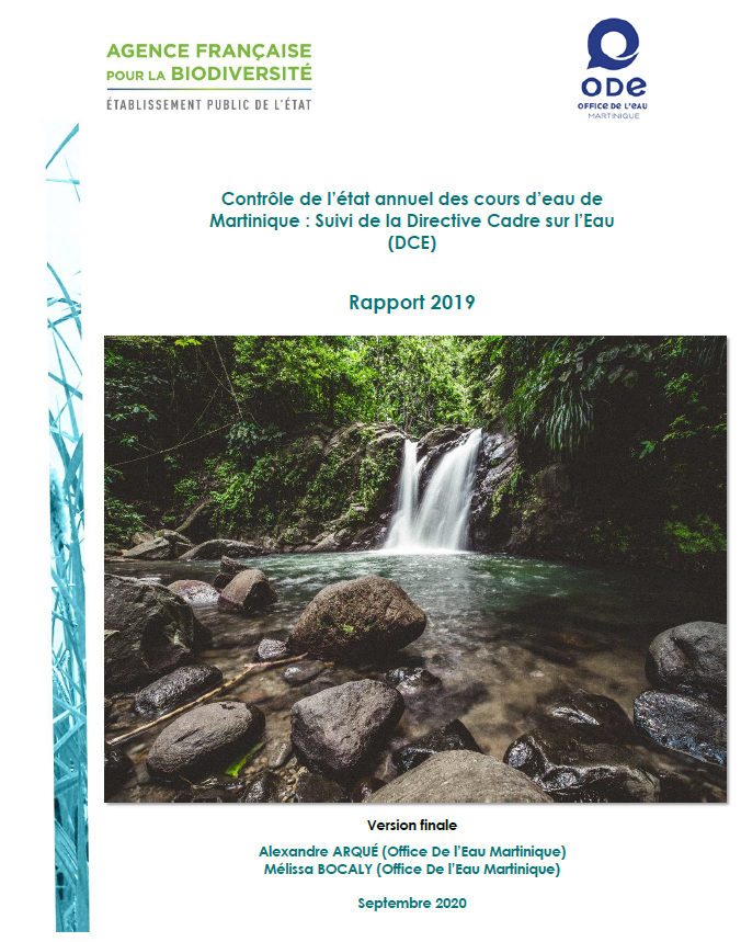 Contrôle de l'état annuel des cours d'eau de Martinique: suivi de la Directive Cadre sur l'Eau (DCE) - Rapport 2019