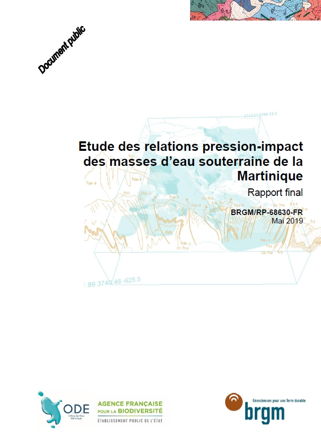 Etude des relations pression-impact des masses d'eau souterraine de la Martinique - Révision de l'état des lieux 2019 du district hydrographique de la Martinique 