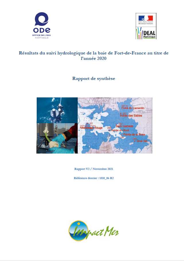 Résultats du suivi hydrologique de la baie de Fort-de-France au titre de l’année 2020