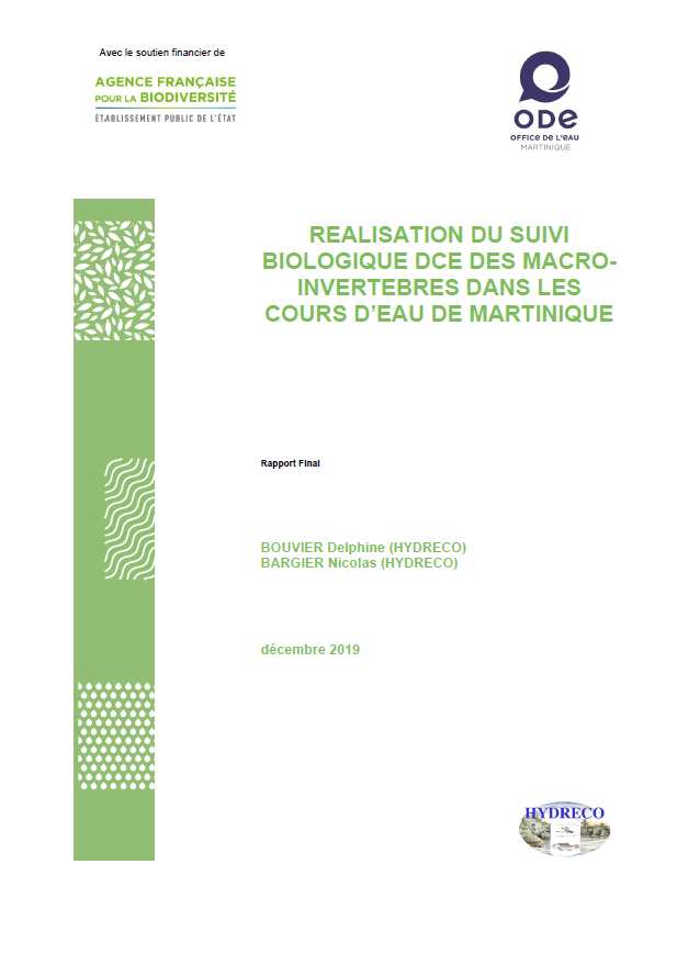 Réalisation du suivi biologique DCE des macro-invertébrés dans les cours d’eau de Martinique - 2019