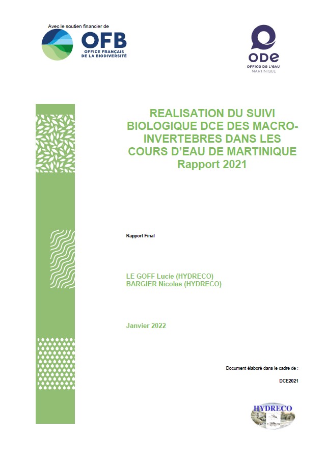 Réalisation du suivi biologique DCE des macro-invertébrés dans les cours d’eau de Martinique - Rapport 2021
