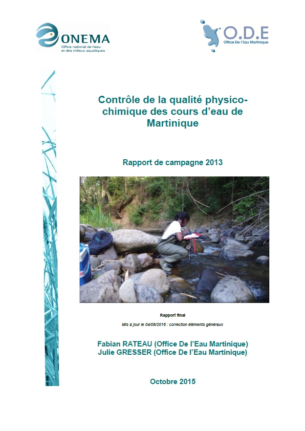 Contrôle de la qualité physico-chimique des cours d’eau de Martinique - Campagne 2013
