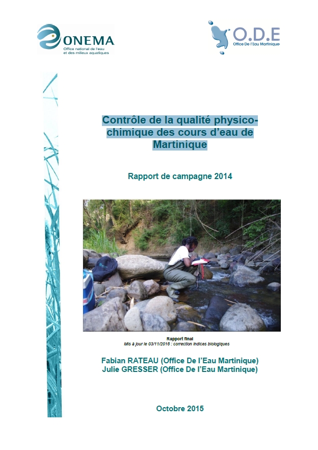 Contrôle de la qualité physico-chimique des cours d’eau de Martinique - Campagne 2014