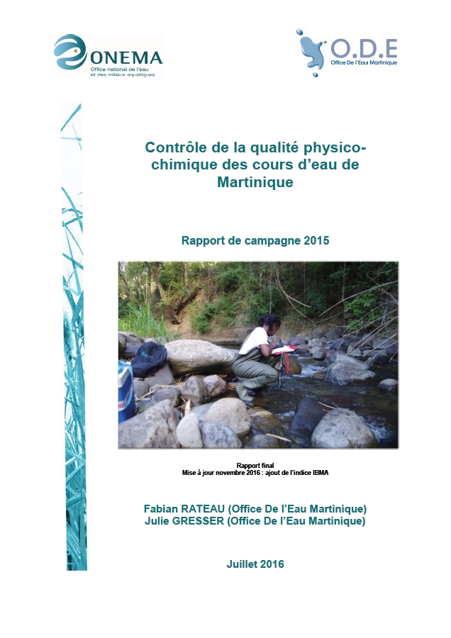 Contrôle de la qualité physico-chimique des cours d'eau de Martinique - Campagne 2015