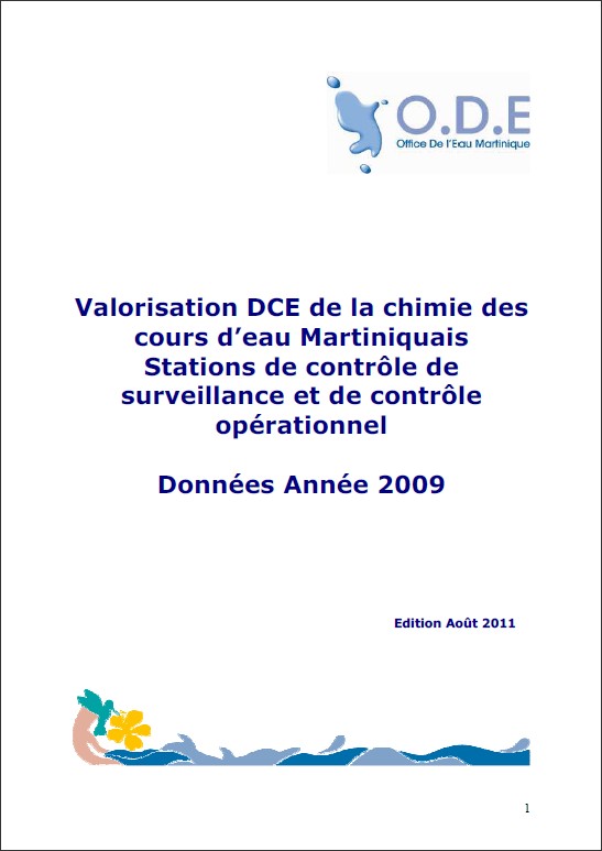 Valorisation DCE de la chimie des cours d’eau martiniquais - Année 2009